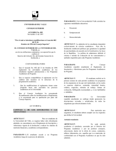 Reglamento Estudiantil - Universidad del Valle