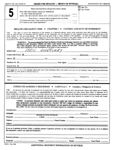 COUNTY OF LOS ANGELES ORDER FOR RELEASE