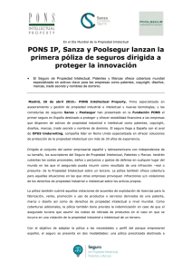 PONS IP, Sanza y Poolsegur lanzan la primera póliza de seguros
