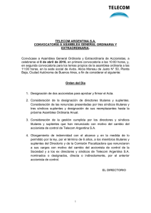 TELECOM ARGENTINA S.A. CONVOCATORIA A ASAMBLEA