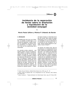 Incidencia de la separación de hecho sobre la disolución y