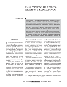 usos y contenidos del plebiscito refer&eacute;ndum e iniciativa popular