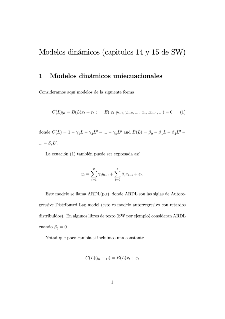 Modelos Econometricos dinamicos uniecuacionales