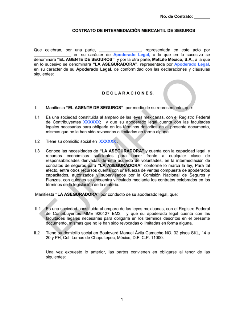 Contrato De IntermediaciÓn Mercantil De 1163