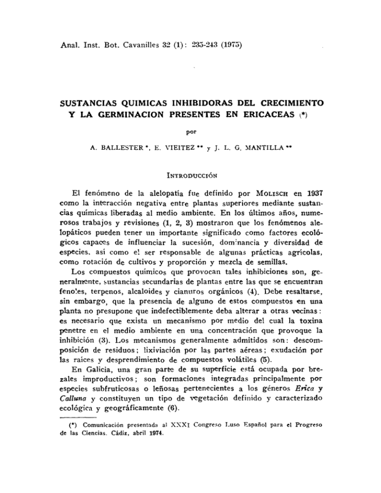SUSTANCIAS QUÍMICAS INHIBIDORAS DEL CRECIMIENTO Y LA