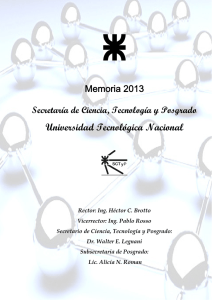 Memoria SCTyP 2013 - Universidad Tecnológica Nacional
