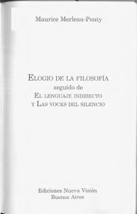 Maurice Merleau-Ponty ELOGIO DE LA FILOSOFÍA