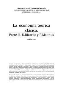 FICHA 3.La economía teórica clásica.Parte II. D.Ricardo y R.Malthus.