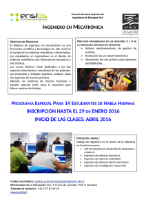 inscripcion hasta el 29 de enero 2016 inicio de las clases: abril 2016