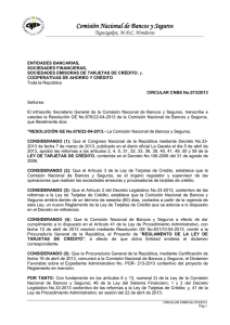 Circular. - Comisi&oacute;n Nacional de Bancos y Seguros