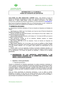 información a la clientela: fondo de garantía de depósitos