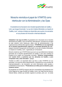 Moracho reivindica el papel de VITARTIS como interlocutor con la