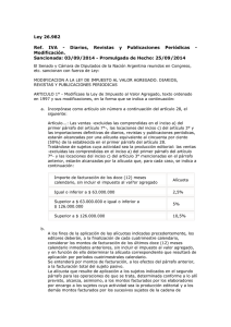 Ley 26.982 Ref. IVA - Diarios, Revistas y Publicaciones Periódicas