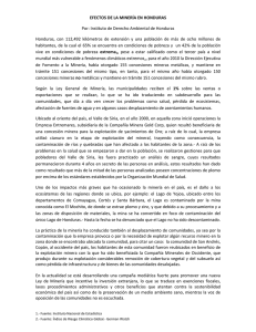 EFECTOS DE LA MINERÍA EN HONDURAS Por: Instituto de