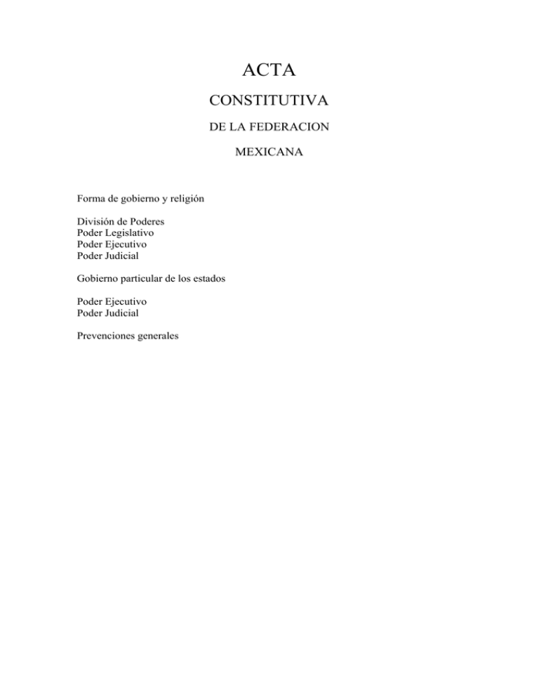 Acta Constitutiva de la Federación, 31 de enero de 1824