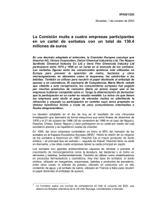 La Comisión multa a cuatro empresas participantes en