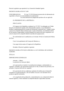 Decreto Legislativo que aprueba la Ley General de Sanidad Agraria