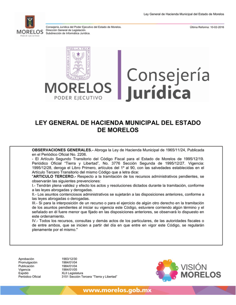 ley general de hacienda municipal del estado de
