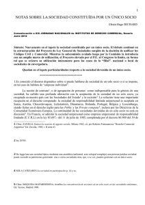 notas sobre la sociedad constituída por un único socio