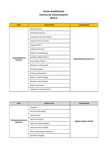 Áreas Académicas Carrera de Comunicación 2016-2