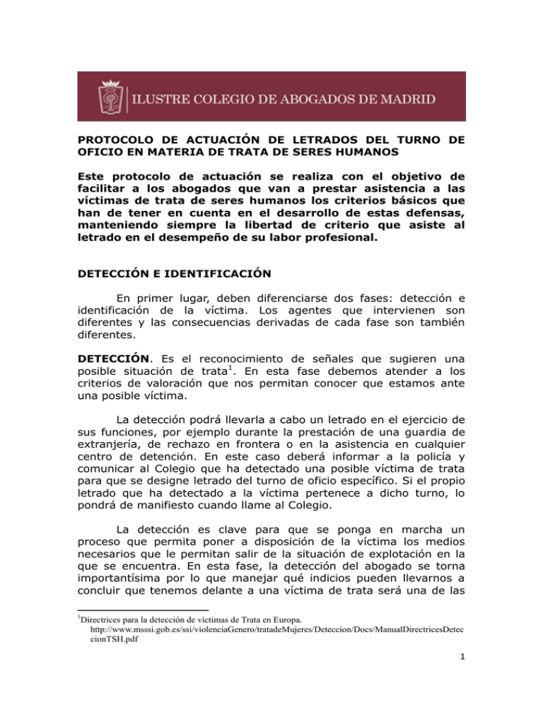 PROTOCOLO DE ACTUACIÓN DE LETRADOS DEL TURNO DE