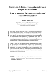 Economías de Escala. Economías externas e integración