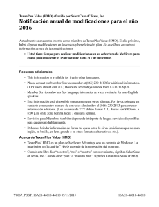 Notificación anual de modificaciones para el año 2016