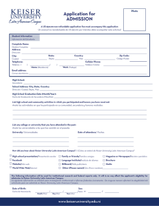 Application for Admission June 2015
