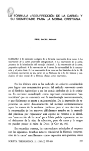 ¡"A FÓRMULA «RESURRECCIÓN DE LA CARNE» Y su