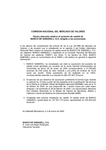 COMISION NACIONAL DEL MERCADO DE VALORES Hecho