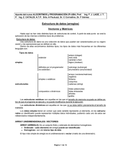 Estructura de datos (arreglos) Vectores y Matrices