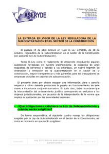 &bull; &iquest;Qu&eacute; obligaciones establece la Ley de Subcontrataci&oacute;n y cu&aacute;ndo