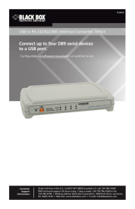 Connect up to four DB9 serial devices to a USB port.