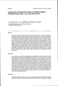 aporte de nutrientes por los tributarios superficiales del lago