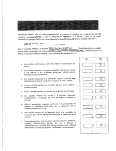 Por el presente informe, la entidad CABE¡ Central America Found