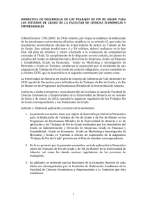 Normativa sobre TFG aprobada en Junta de Facultad el 1 de abril