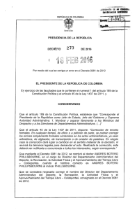 decreto 273 del 18 de febrero de 2016