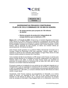 INVERSIONISTAS PRIVADOS CONSTRUIRAN PLANTA DE CICLO