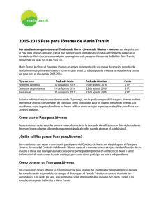 2015-2016 Pase para Jóvenes de Marin Transit