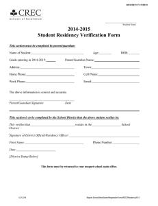 2014-2015 Student Residency Verification Form
