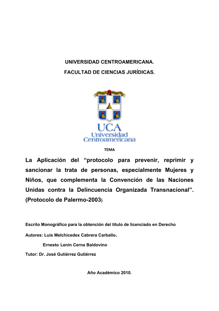 Protocolo Para Prevenir Reprimir Y Sancionar La Trata De Personas 9662