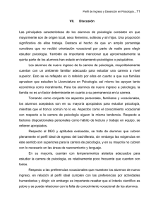 VII. Discusi&oacute;n Las principales caracter&iacute;sticas de los alumnos de