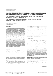 Vasijas cer&aacute;micas para reducir minerales de cobre en la Pen&iacute;nsula