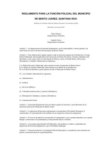 reglamento para la funci&oacute;n policial del municipio de benito ju&aacute;rez