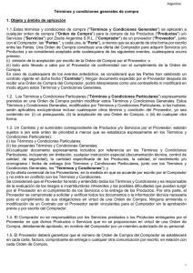 Términos y condiciones generales de compra 1. Objeto y