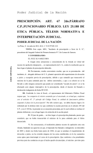 PRESCRIPCIÓN. ART. 67 2do.PÁRRAFO CP.FUNCIONARIO