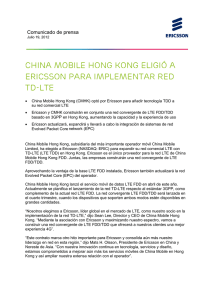 China Mobile Hong Kong eligió a Ericsson para implementar red TD