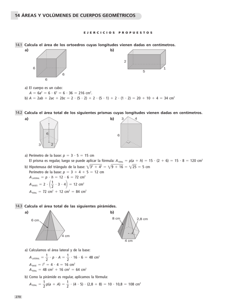 14 áreas Y Volúmenes De Cuerpos Geométricos