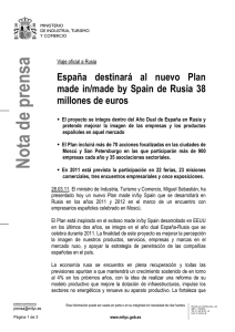 España destinará al nuevo Plan made in/made by Spain de Rusia