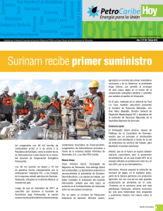 Hoy Surinam recibe primer suministro